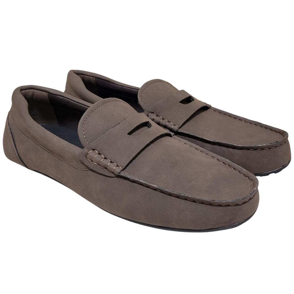 Alfani Men Marco Slip On Driver Penny Loafers Size US 10M Brown Faux Suede